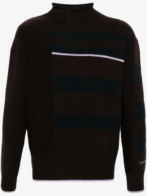 Lanvin كنزة مخططة برقبة قصيرة