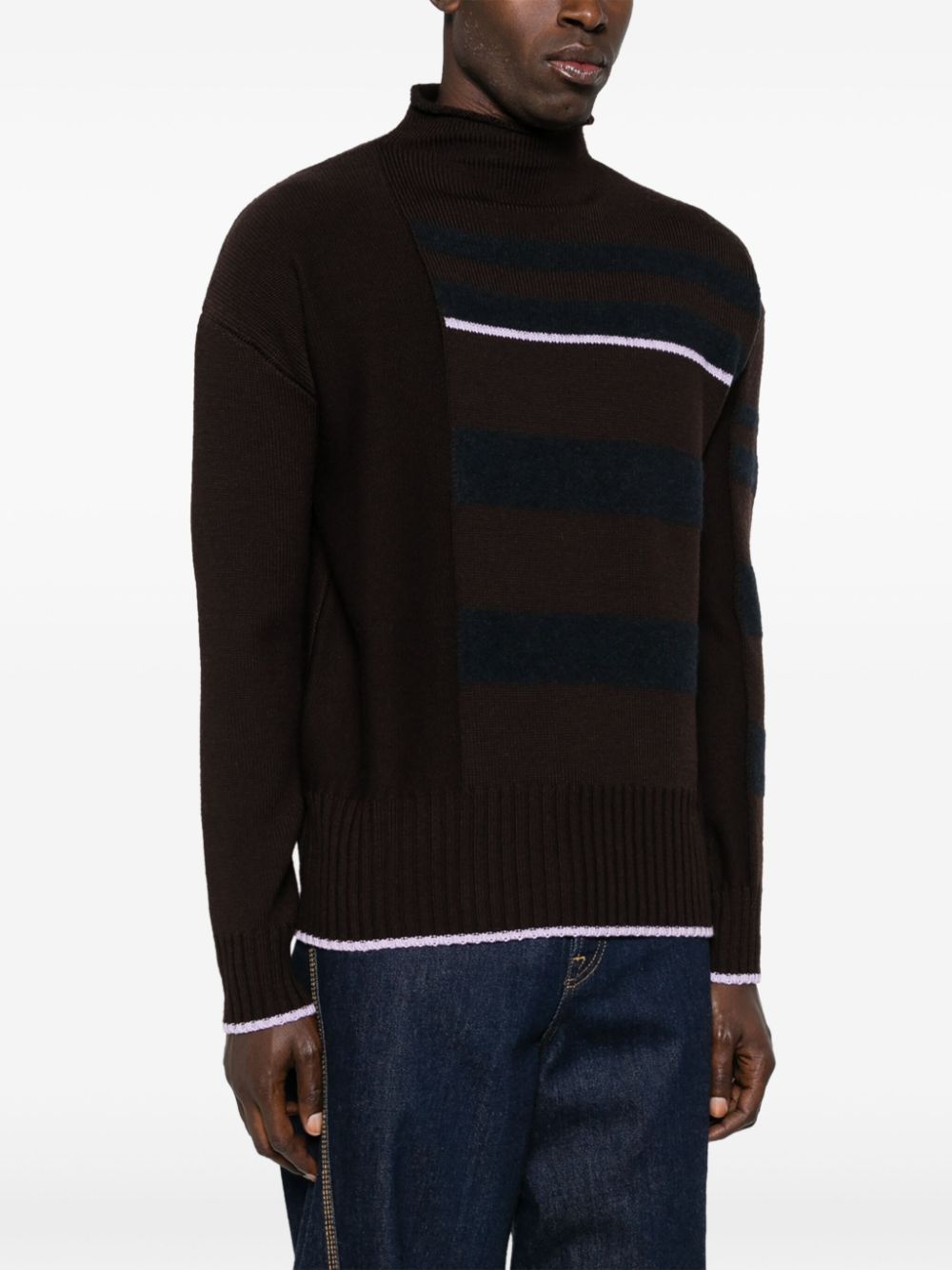 Lanvin striped mock-neck jumper Men