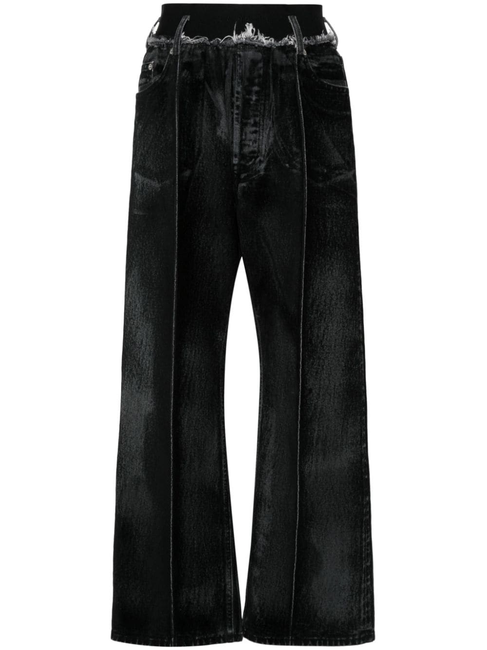 Shop Alainpaul Logo-waistband Jeans In Black