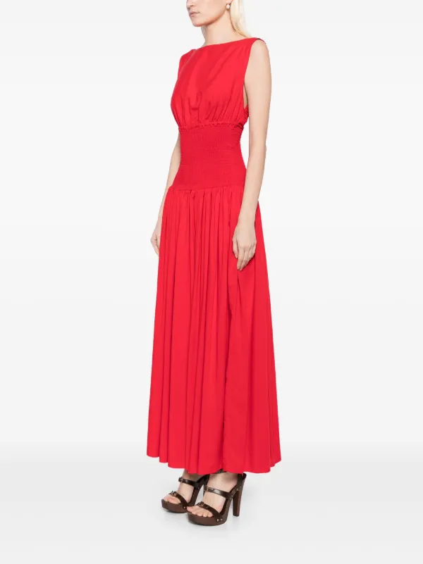 Bambah Ruched Backless Dress | Red
