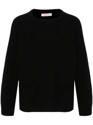 Sacai drawstring-hem ribbed-knit Jumper | Black | FARFETCH UK