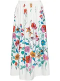 Bambah Hibiscus midi skirt - White