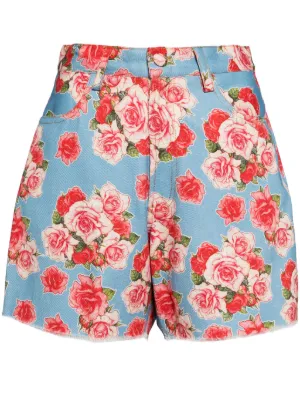 Undercover UP1D4505 ローズプリント ショートパンツ Undercover ローズプリント ショートパンツ | レッド | FARFETCH JP