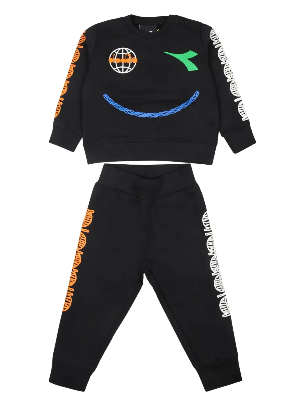 Diadora Junior Trainingspak met logoprint Zwart