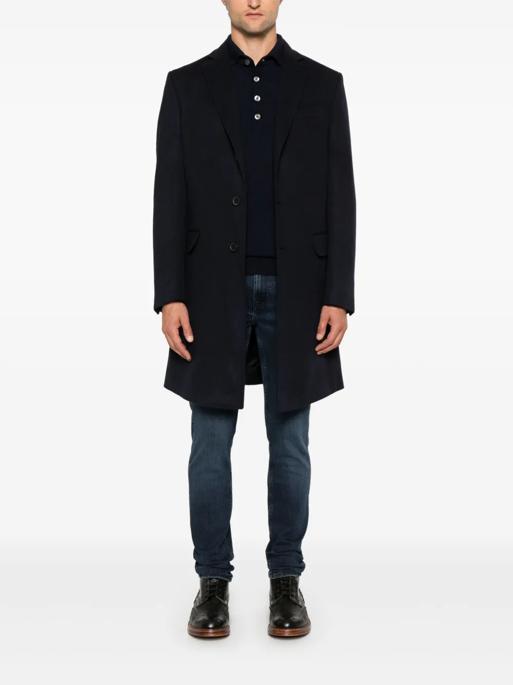Zegna Jas met enkele rij knopen - Blauw