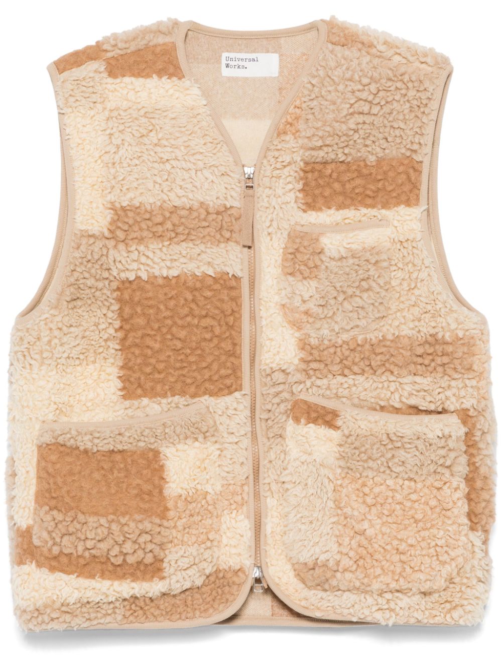 patchwork zipped gilet