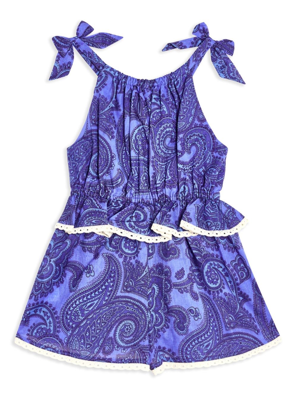 ZIMMERMANN Kids paisley-print cotton jumpsuit - Blauw