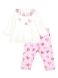 Monnalisa floral-print jersey trouser set - Pink