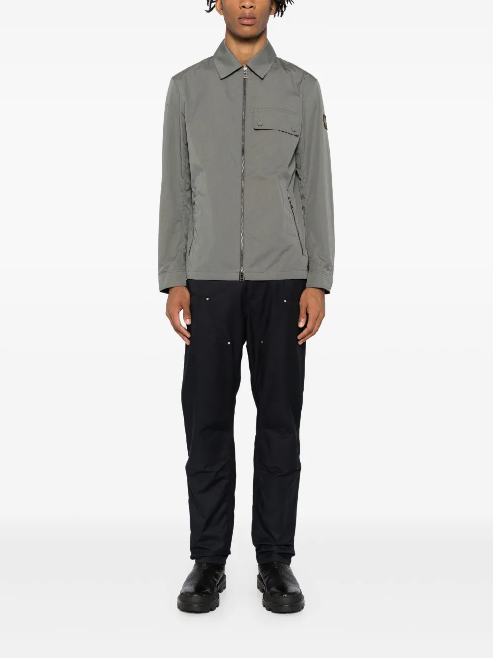 Belstaff Legerjack met logopatch - Grijs