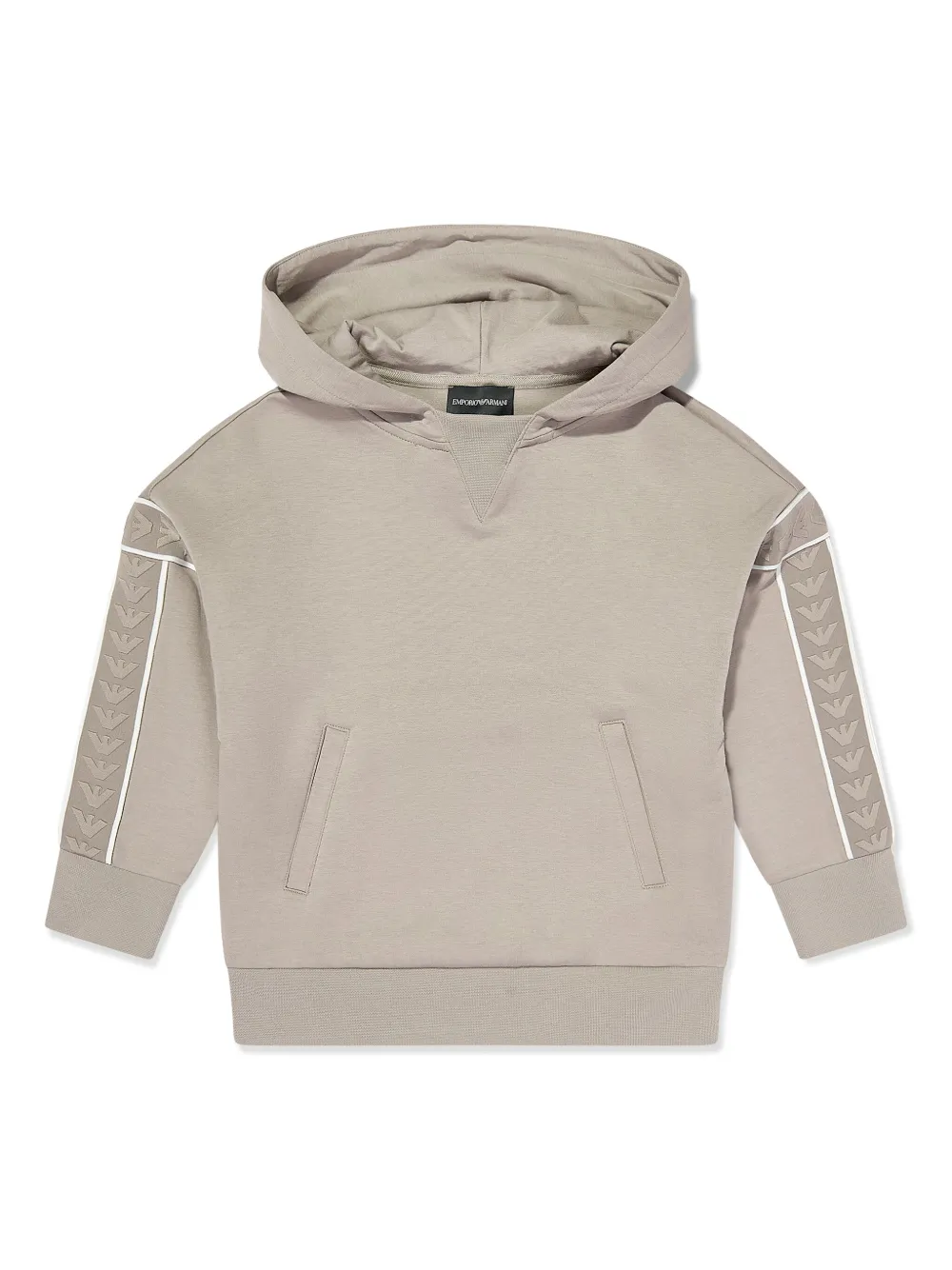 Emporio Armani Kids jacquard logo sleeve Hoodie Neutrals