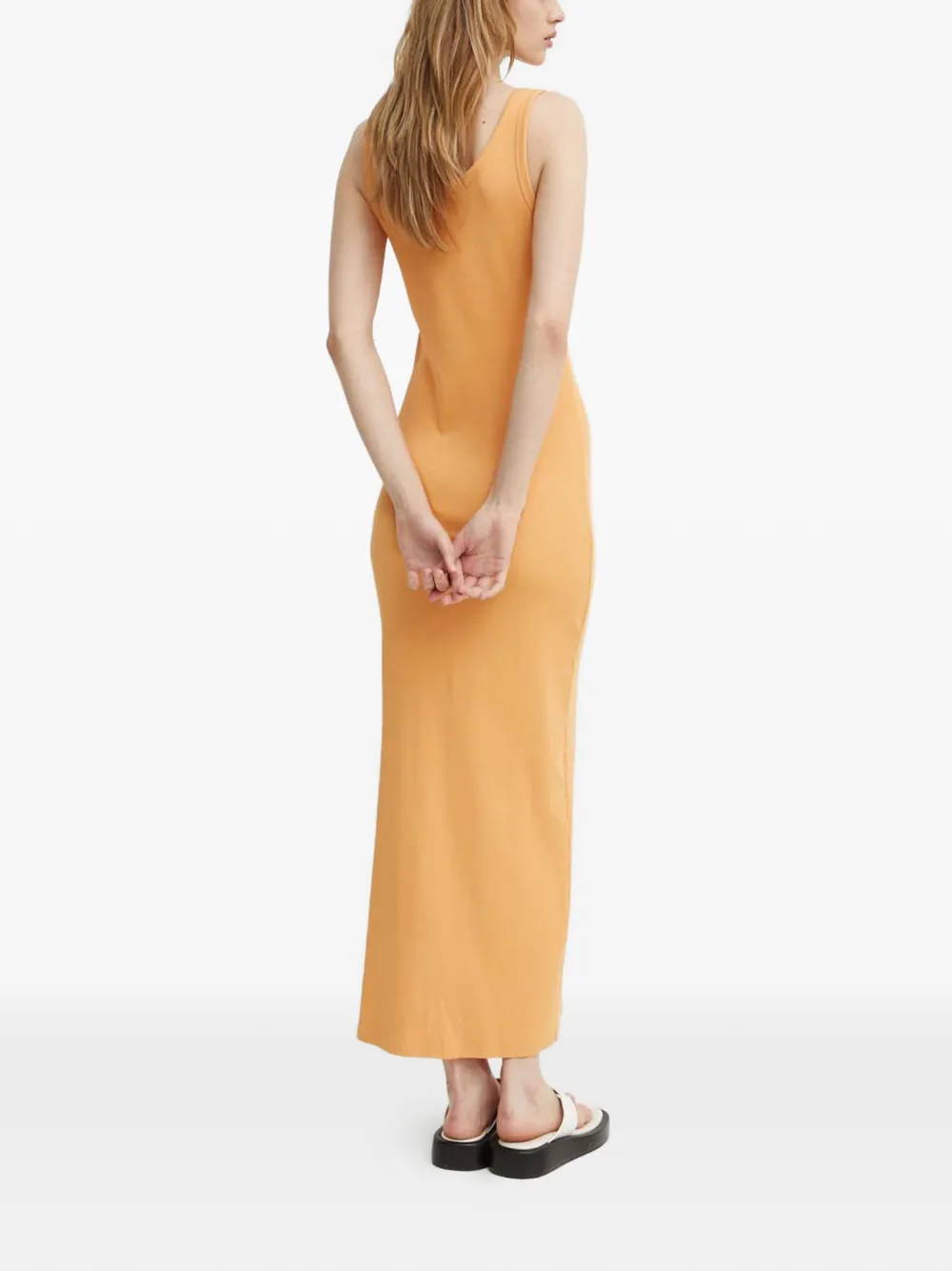 Ribbed Embroidered Midi Dress