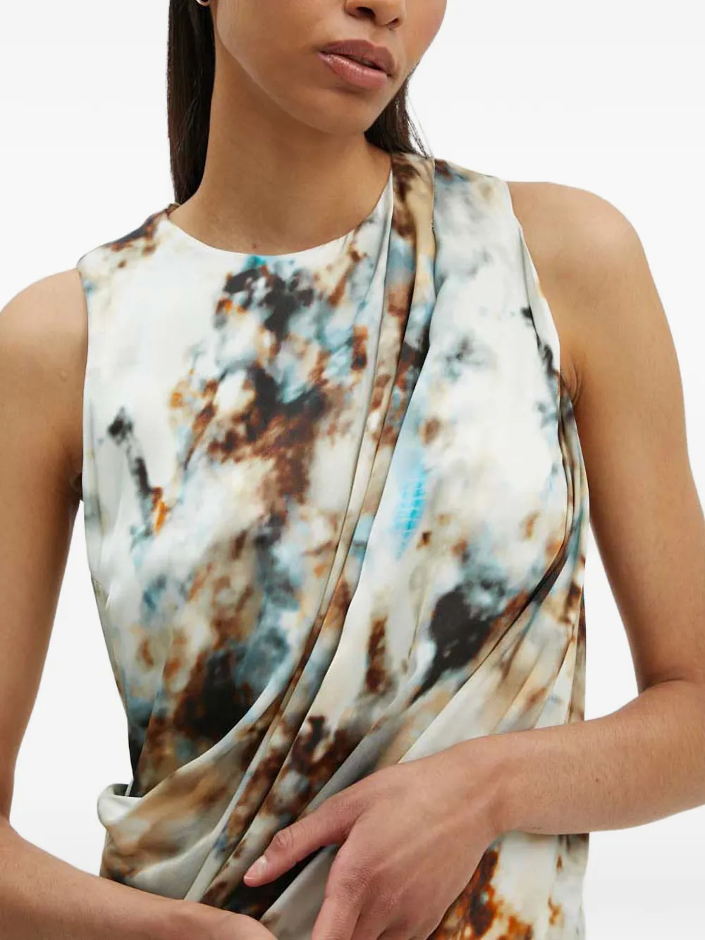 Gestuz Mouwloze maxi-jurk met gedrapeerd detail Beige