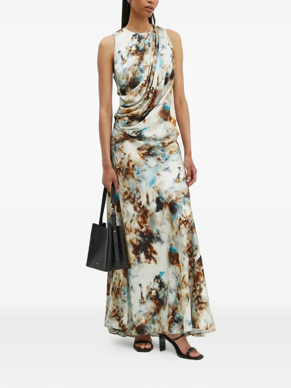 Gestuz draped-detail sleeveless maxi dress - Toni neutri