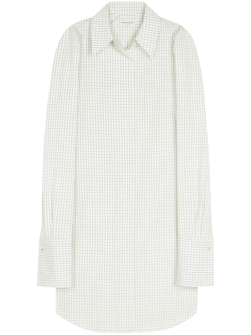 DRIES VAN NOTEN check pattern shirt dress - White