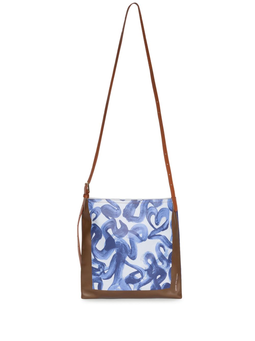 abstract-print leather shoulder bag