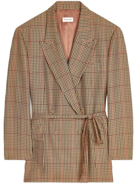 DRIES VAN NOTEN check pattern long sleeve blazer