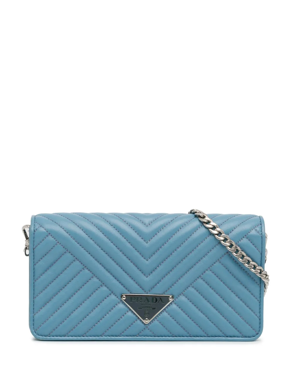 Prada Pre Owned 2013 2023 Mini Impunture Diagramme Wallet On Chain Crossbody Bag Blue FARFETCH AO