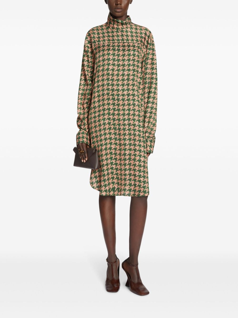 DRIES VAN NOTEN Blousejurk met patroon en gedrapeerde hals - Groen