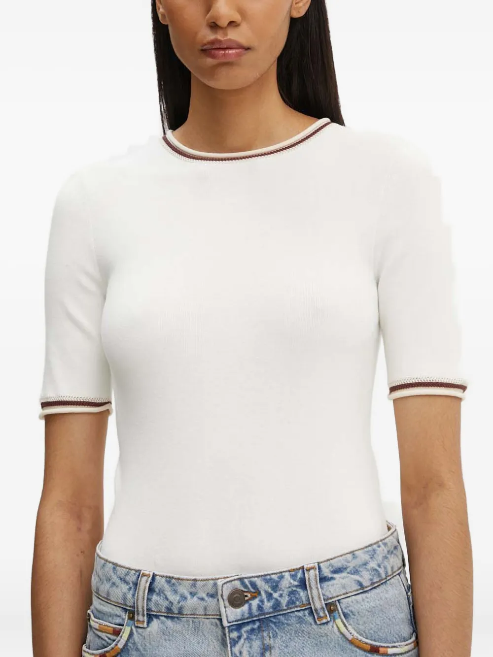 A.L.C. Geribbeld T-shirt met ronde hals Wit