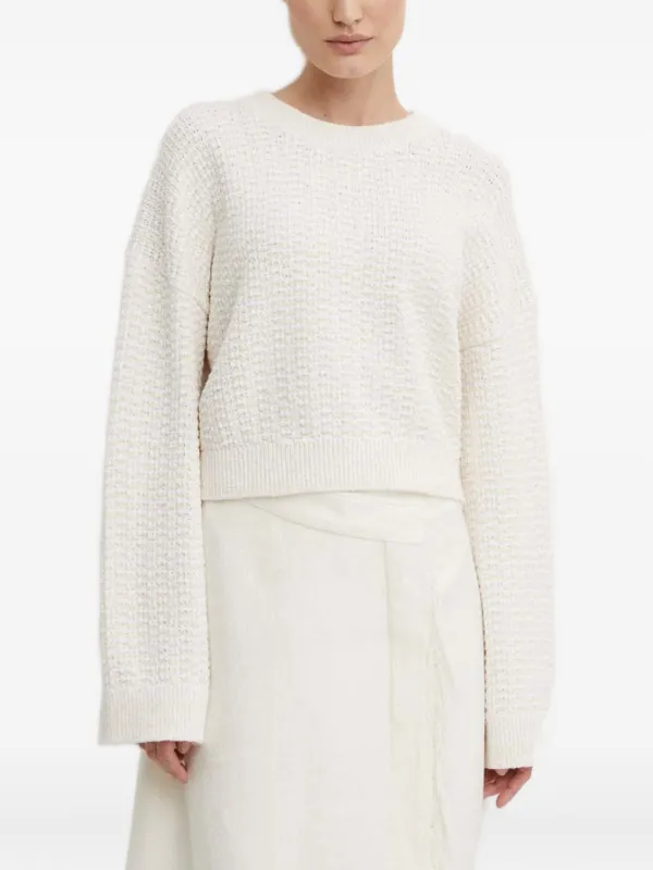A.L.C. Textured Round-neck Sweater in White