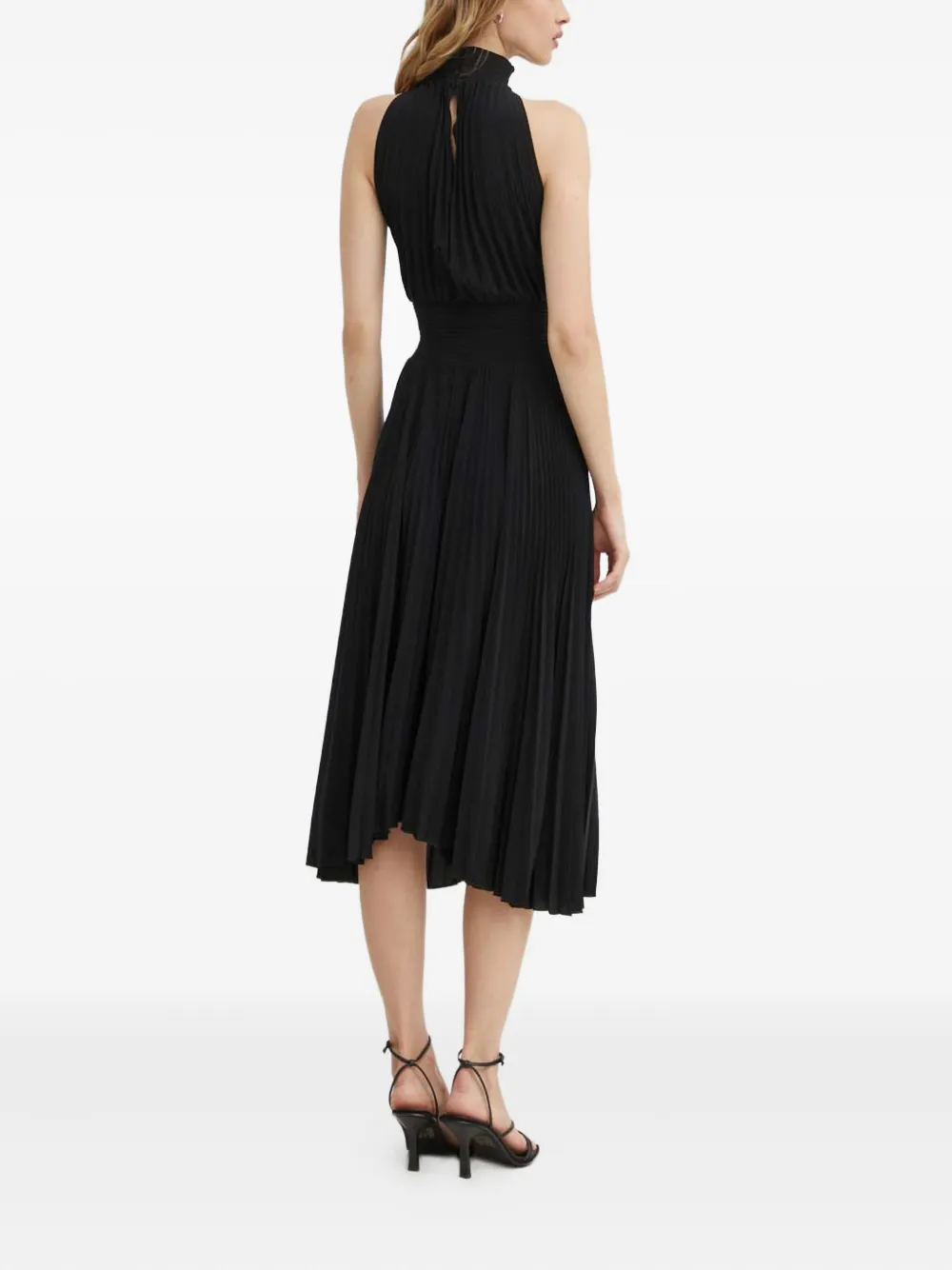 A.L.C. Renzo geplooide midi-jurk met hoge hals Zwart