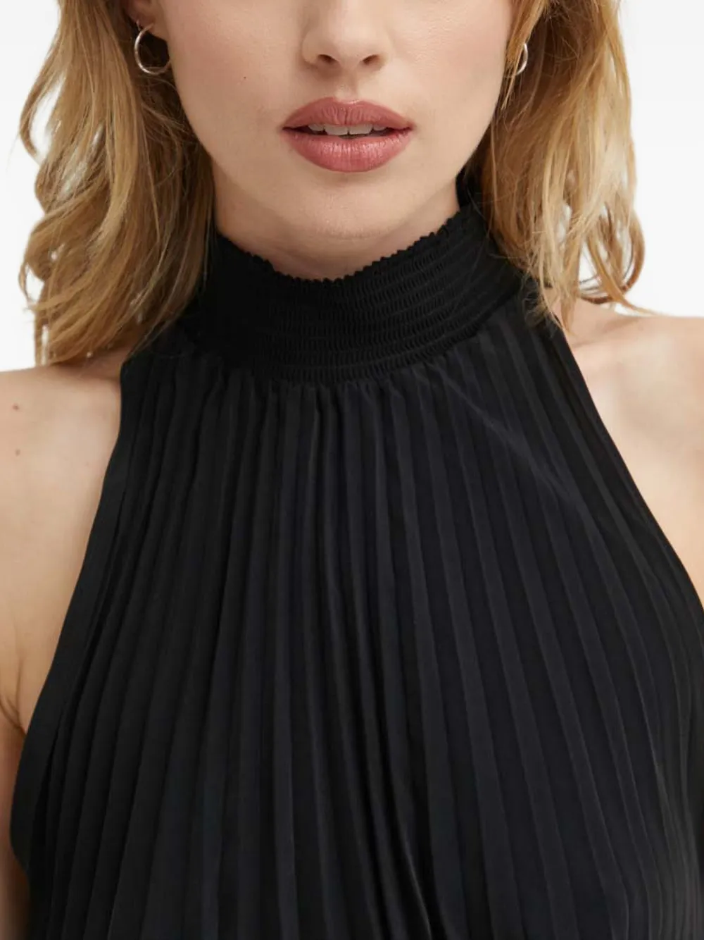 A.L.C. Renzo geplooide midi-jurk met hoge hals Zwart