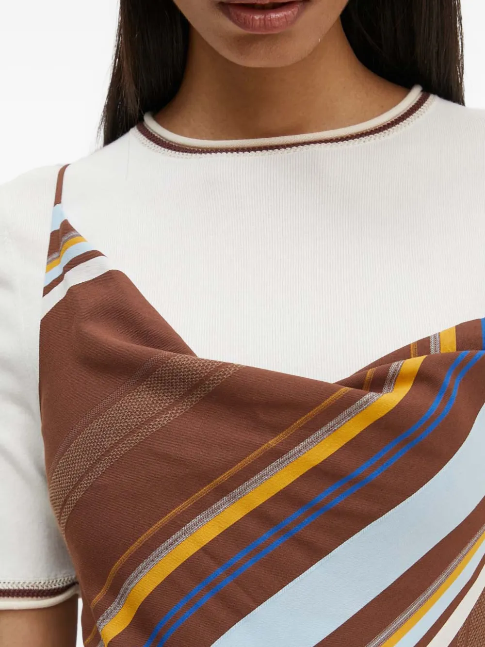 A.L.C. Lauren gestreepte jurk met col Bruin