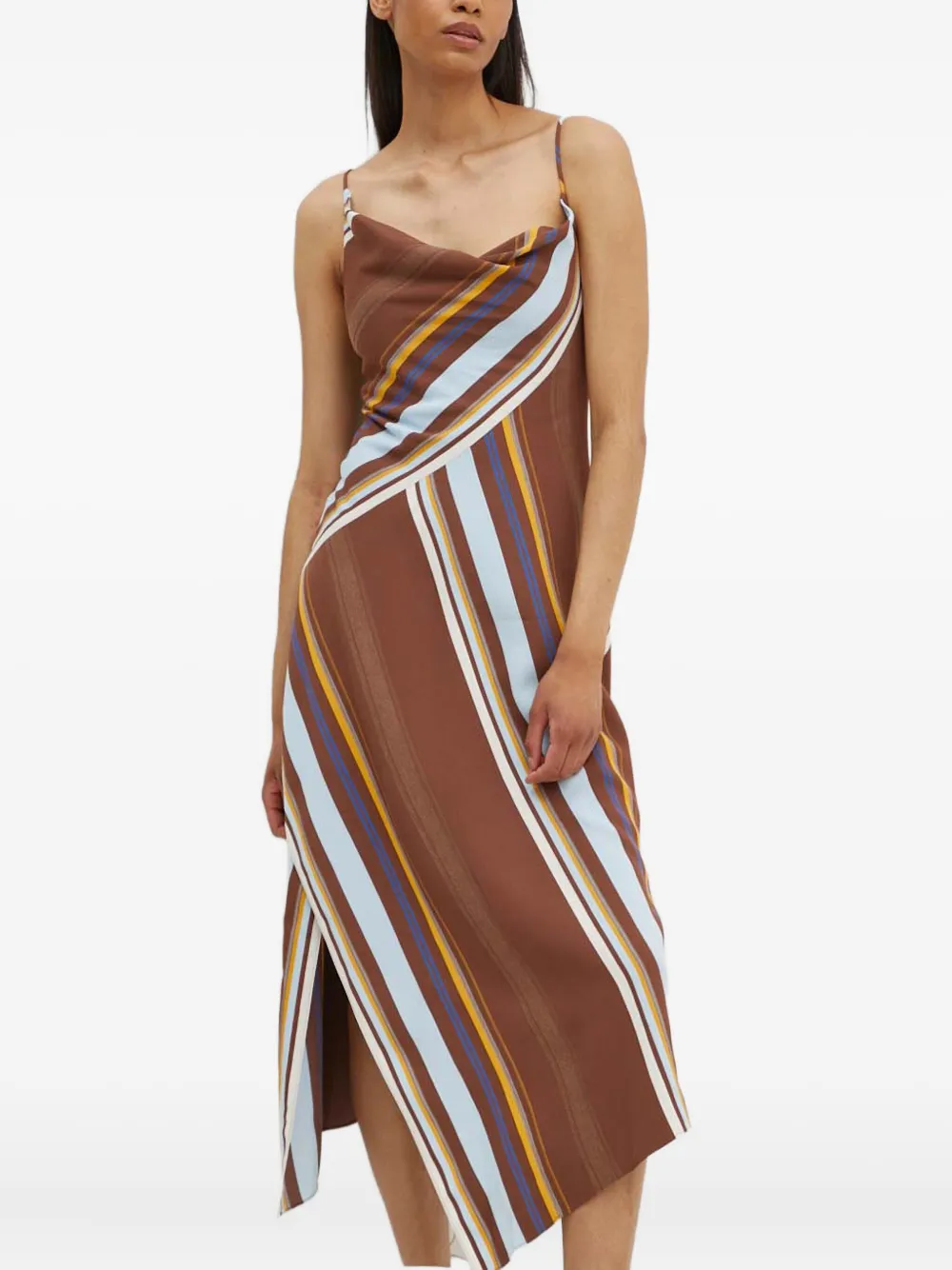 A.L.C. Lauren cowl-neck striped dress | Brown | Image 1