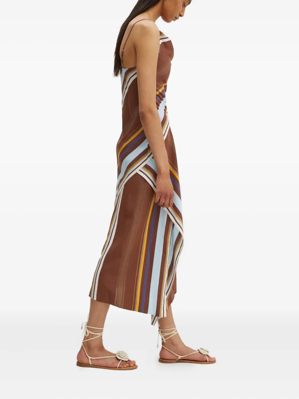 A.L.C. Lauren gestreepte jurk met col Bruin