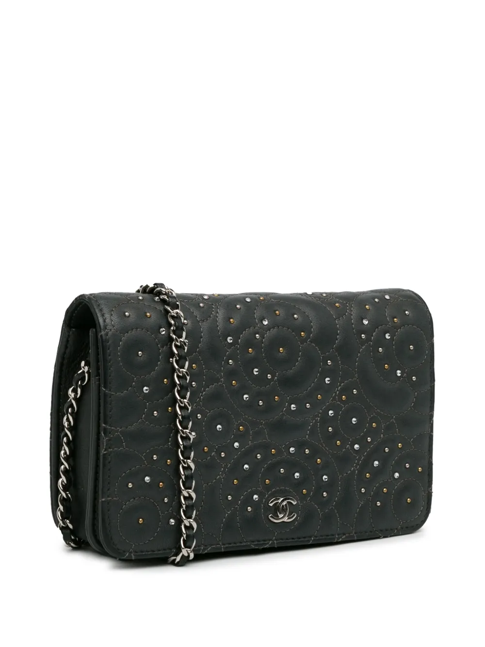 CHANEL Pre-Owned 2019 カメリア チェーンウォレット | ブラック