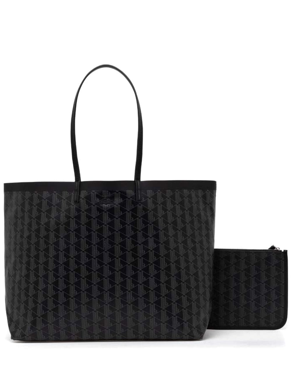 Lacoste Large Zely Monogram Tote Bag In Black