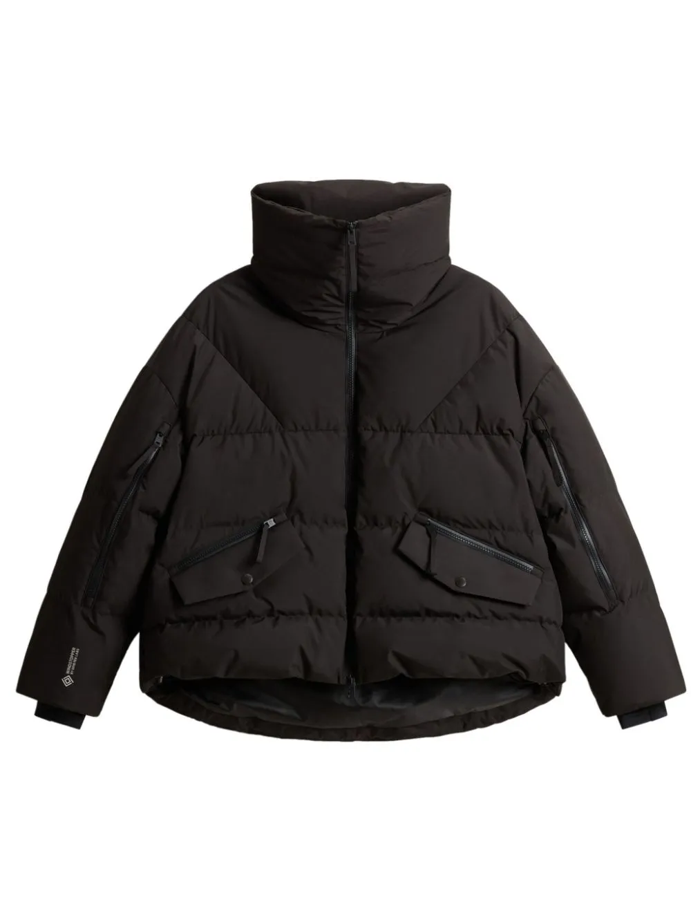 Woolrich Puffy Black Jacket With High Collar In Black