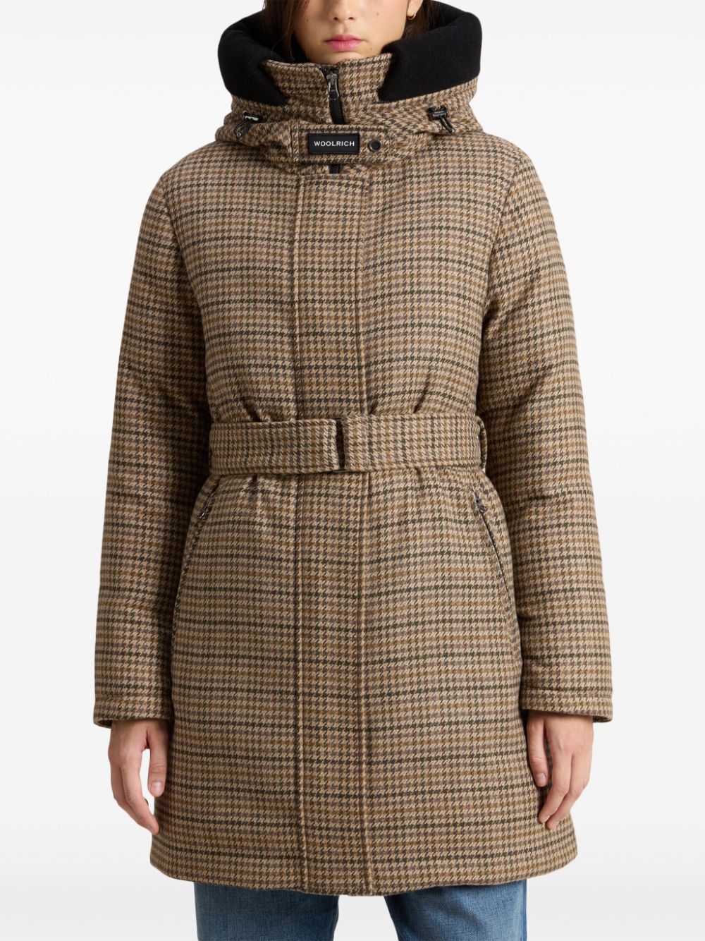 Shop Woolrich Check Parka In Neutrals