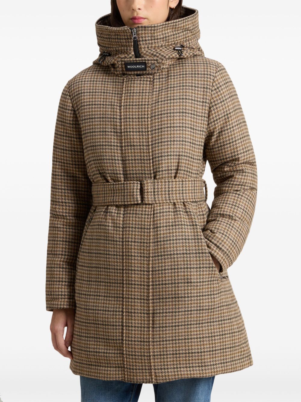 Shop Woolrich Check Parka In Neutrals