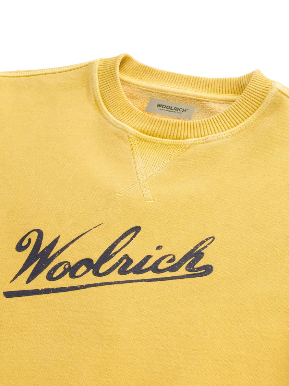 Shop Woolrich Logo-print Cotton Sweatshirt In Yellow