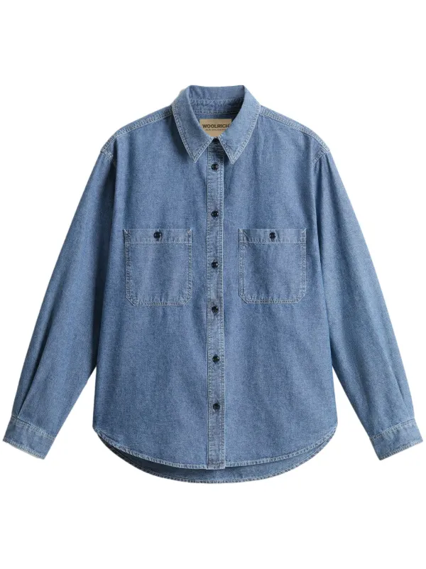 Woolrich Chambray Shirt Blue FARFETCH IN