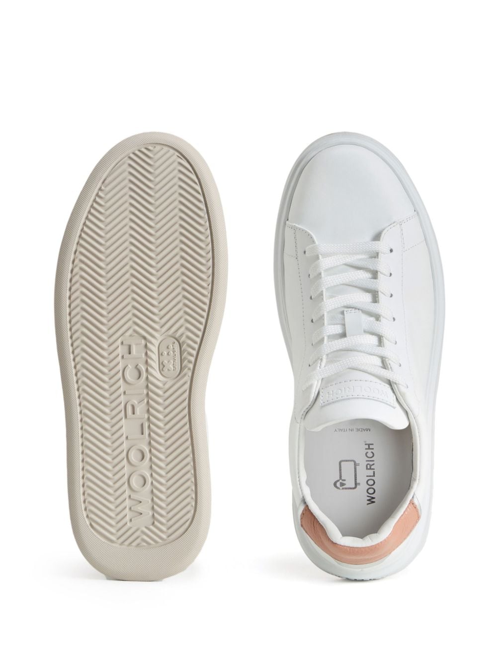 Shop Woolrich Leather Sneakers In 白色