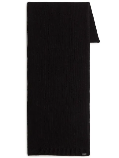 Woolrich mini logo-tag knitted scarf