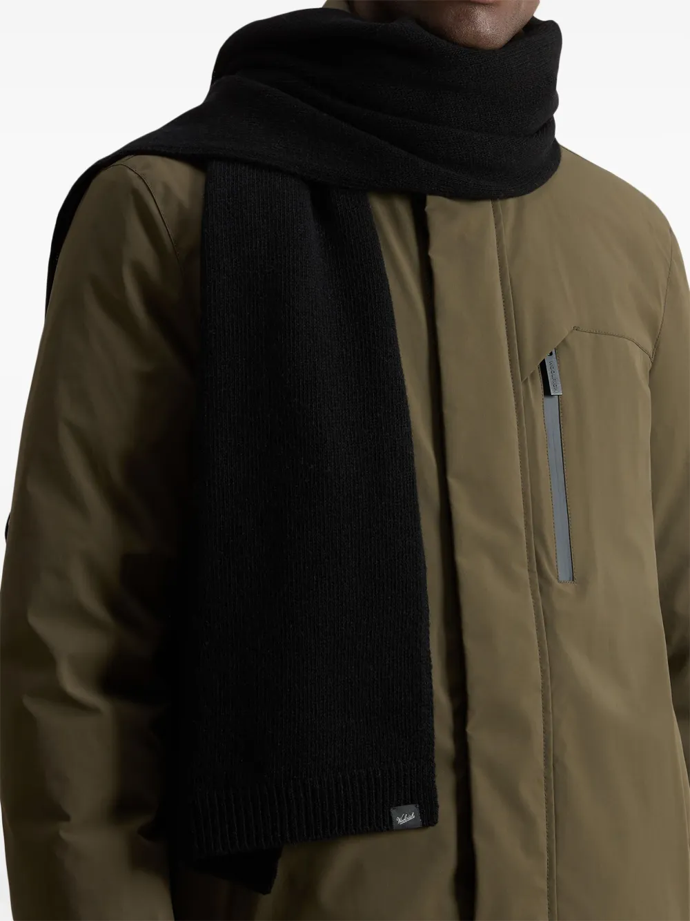 Woolrich Gebreide sjaal met logo-label Zwart