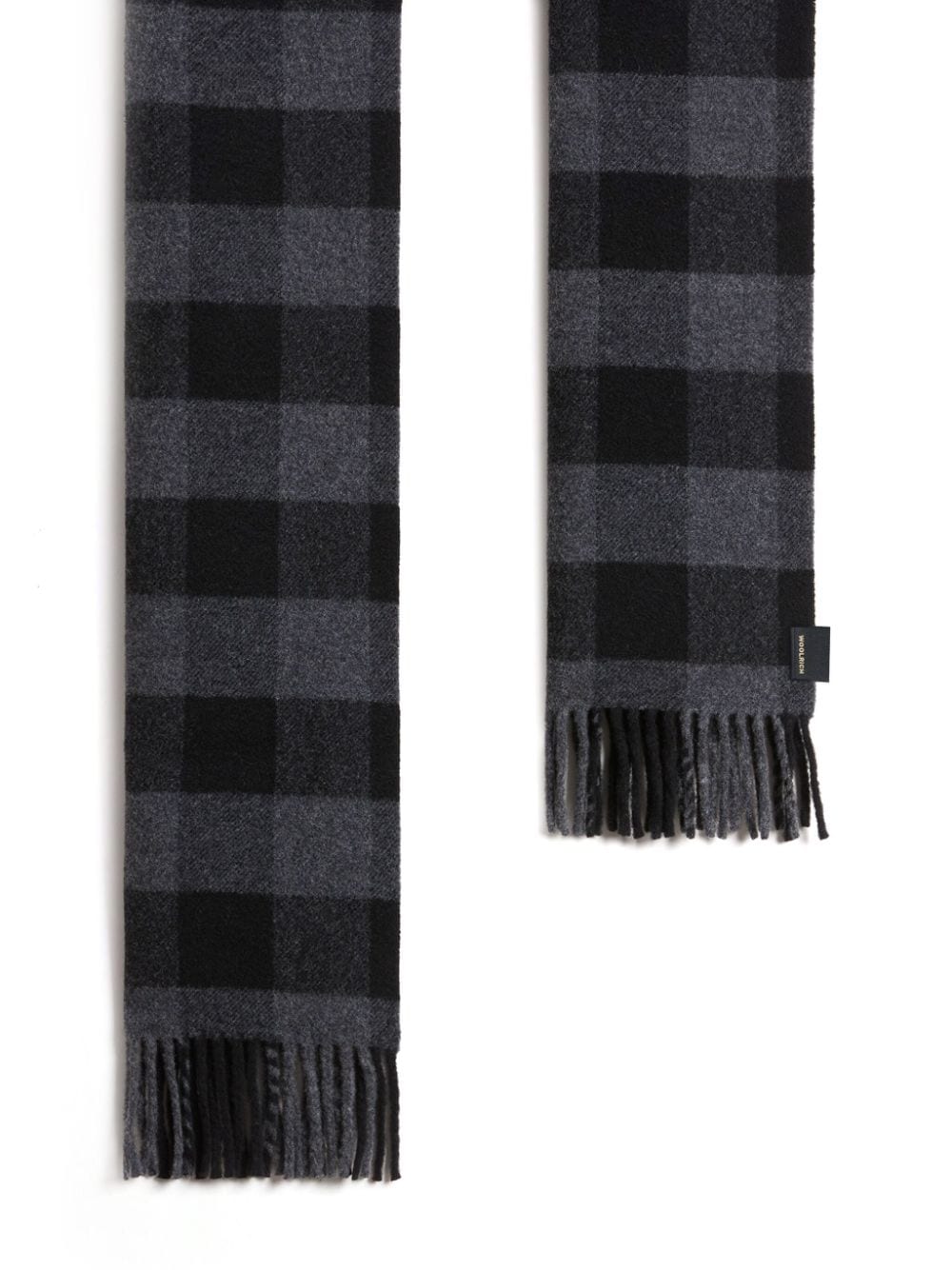 Woolrich check-pattern fringed edge scarf - Grijs