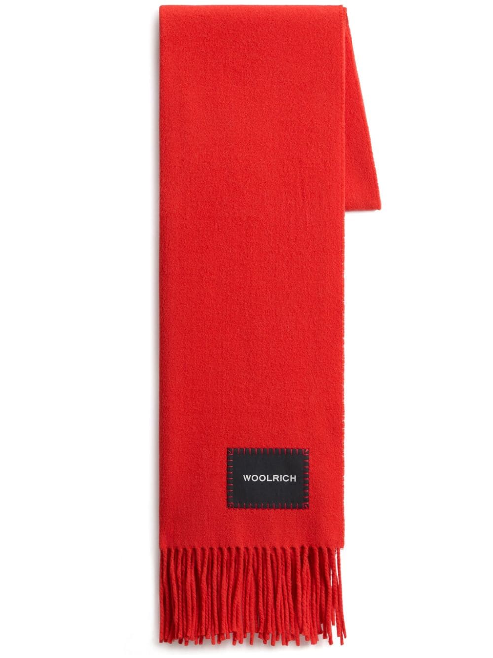 Shop Woolrich Logo-patch Virgin Wool Scarf In Orange