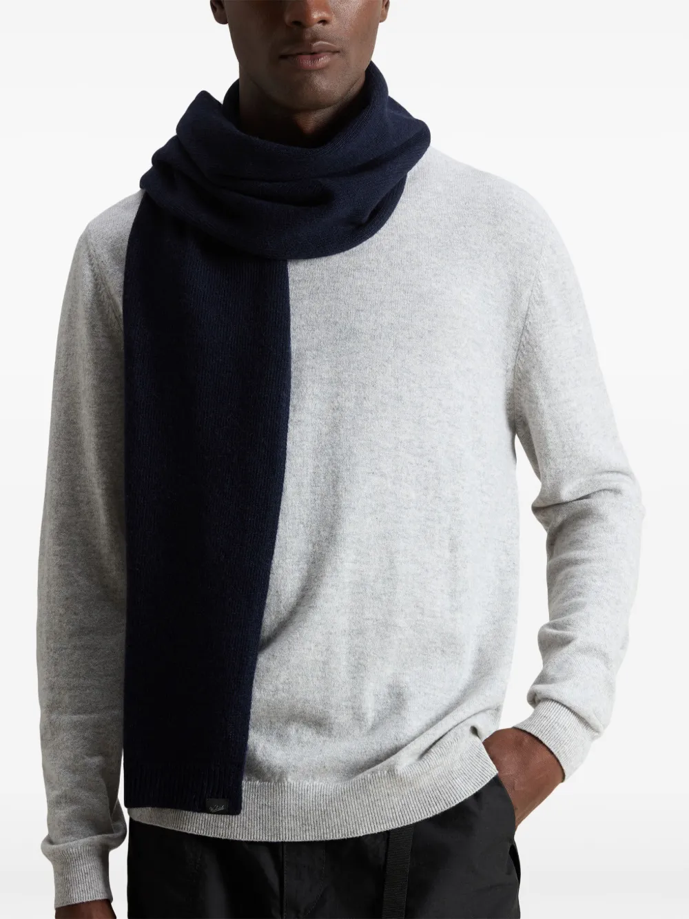 Woolrich Gebreide sjaal met logo-label Blauw