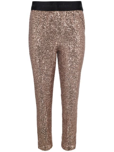 sequin-embellished tapered trousers