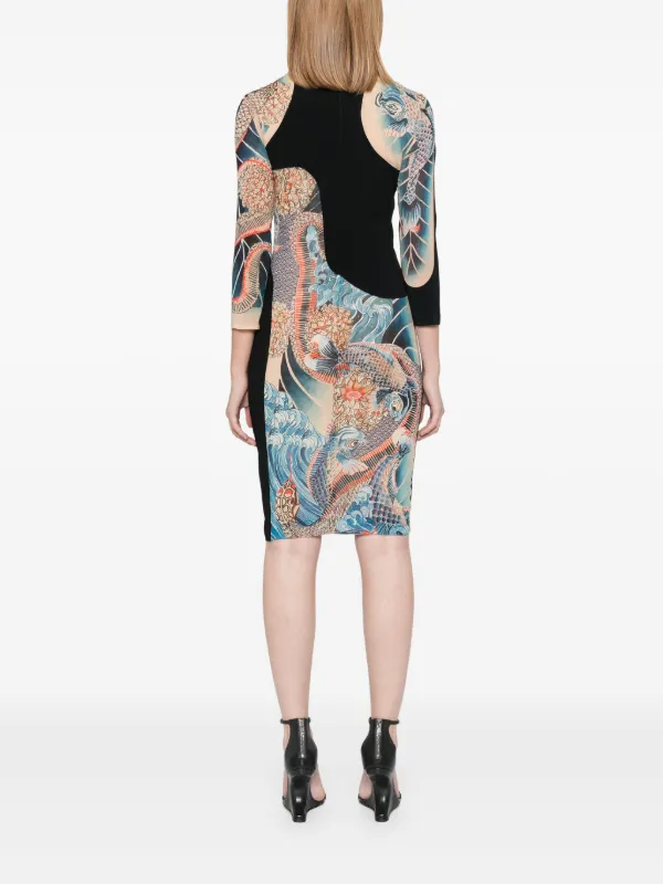 Alexander McQueen Japanese-style Print Mini Dress | Black