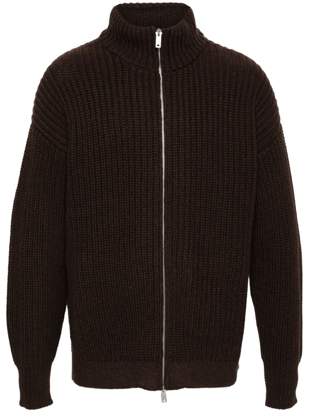 Shop Emporio Armani Fisherman's Knitted Cardigan In 0406 Marrone Mel