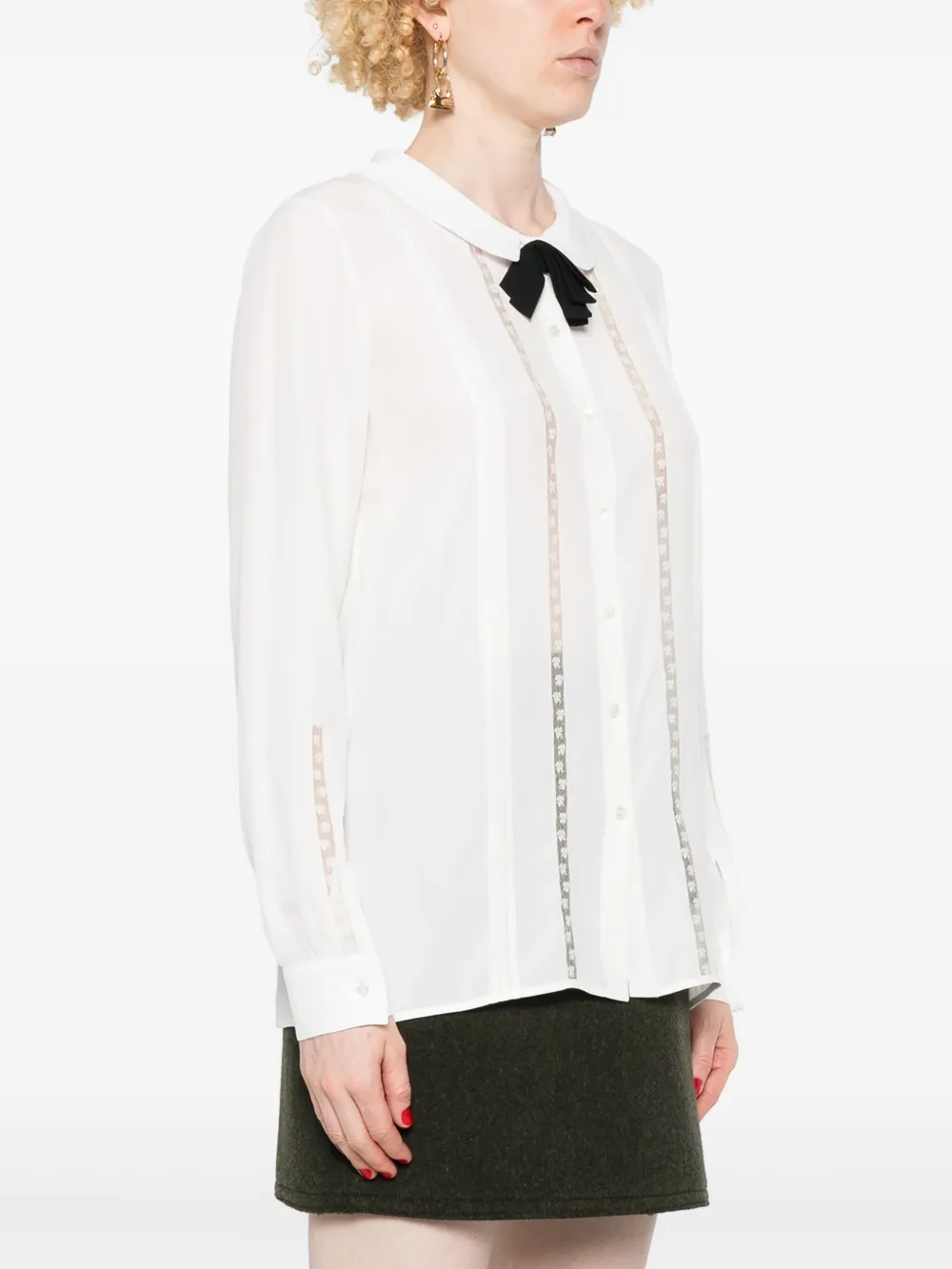 N°21 Lace-trim Shirt In Neutrals