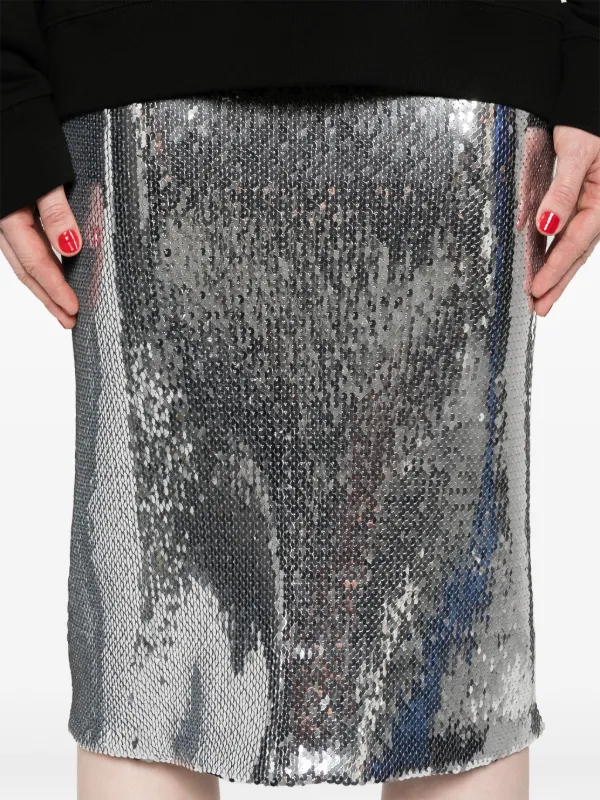 Nº21 Sequin Midi Skirt | Silver | FARFETCH JO