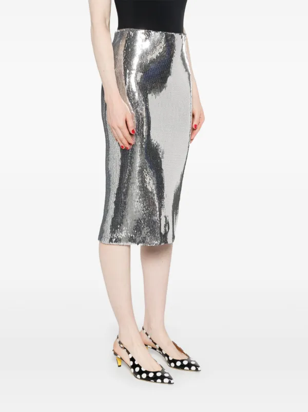 N°21 Women Mid Skirts H0125237 M023 Silver Nº21 Sequin Midi Skirt | Silver | FARFETCH JO