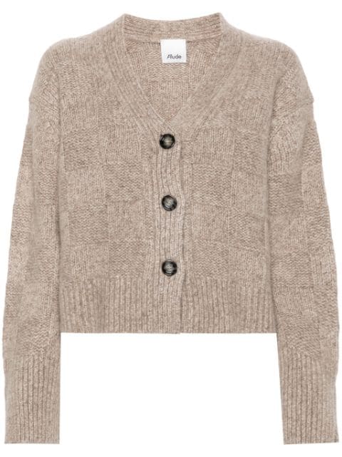 Allude checkerboard knit cardigan