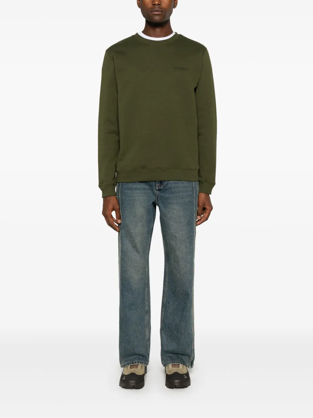 DONDUP Sweater met logo-reliëf - Groen